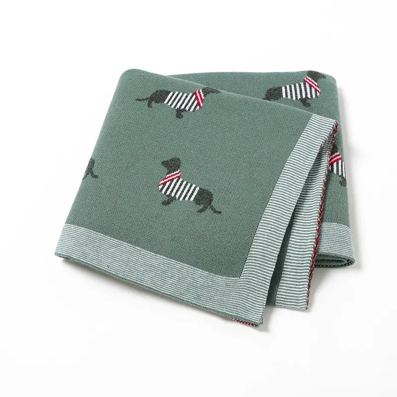 Couverture 100% coton tricotée pour bébé fille et garçon vert