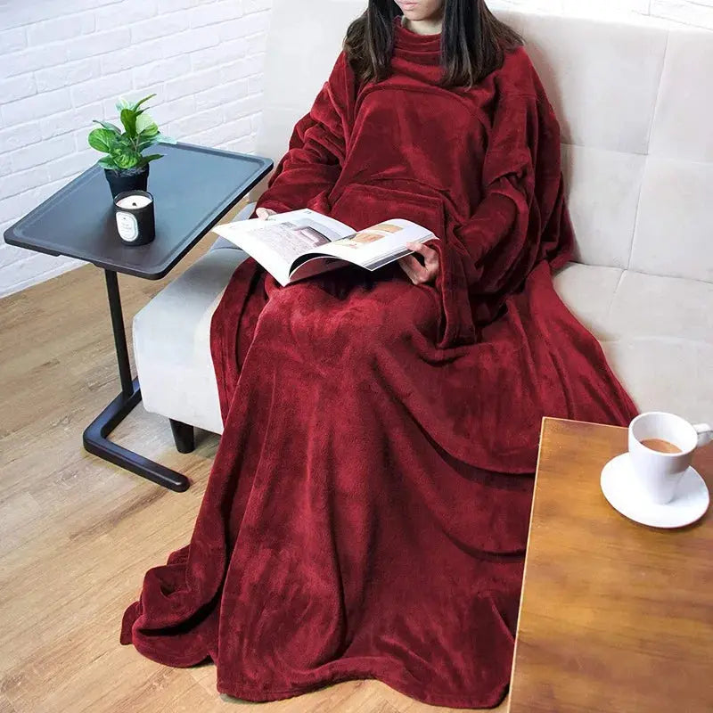 Couverture avec manche rouge