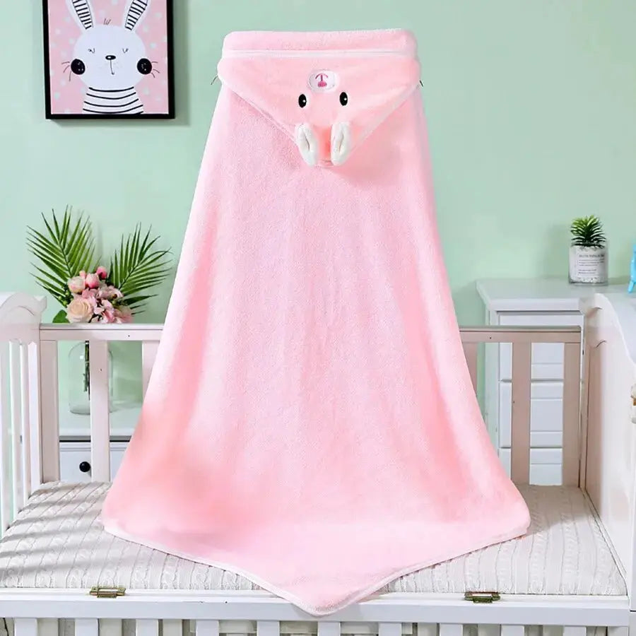 Couverture à capuche bébé rose