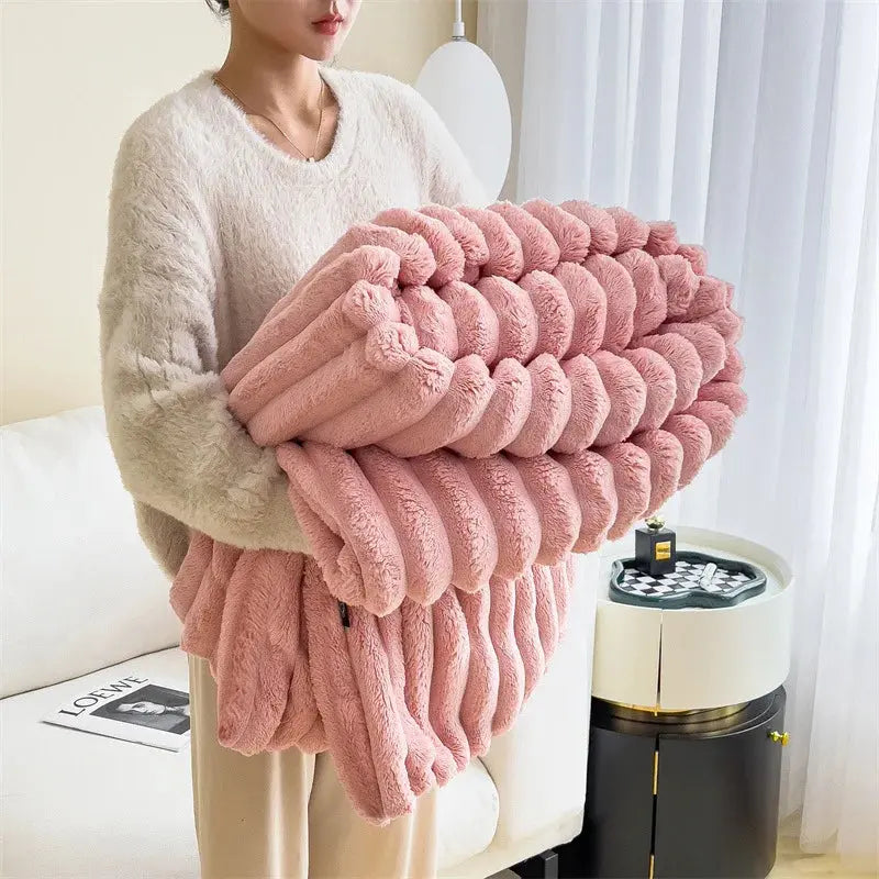 Couverture chaude d'hiver rose