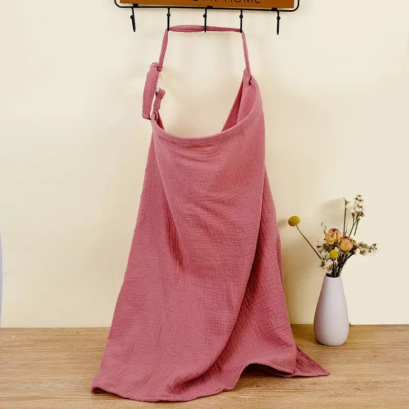 Couverture d'Allaitement Respirante en Mousseline de Coton pour Bébé rose foncé