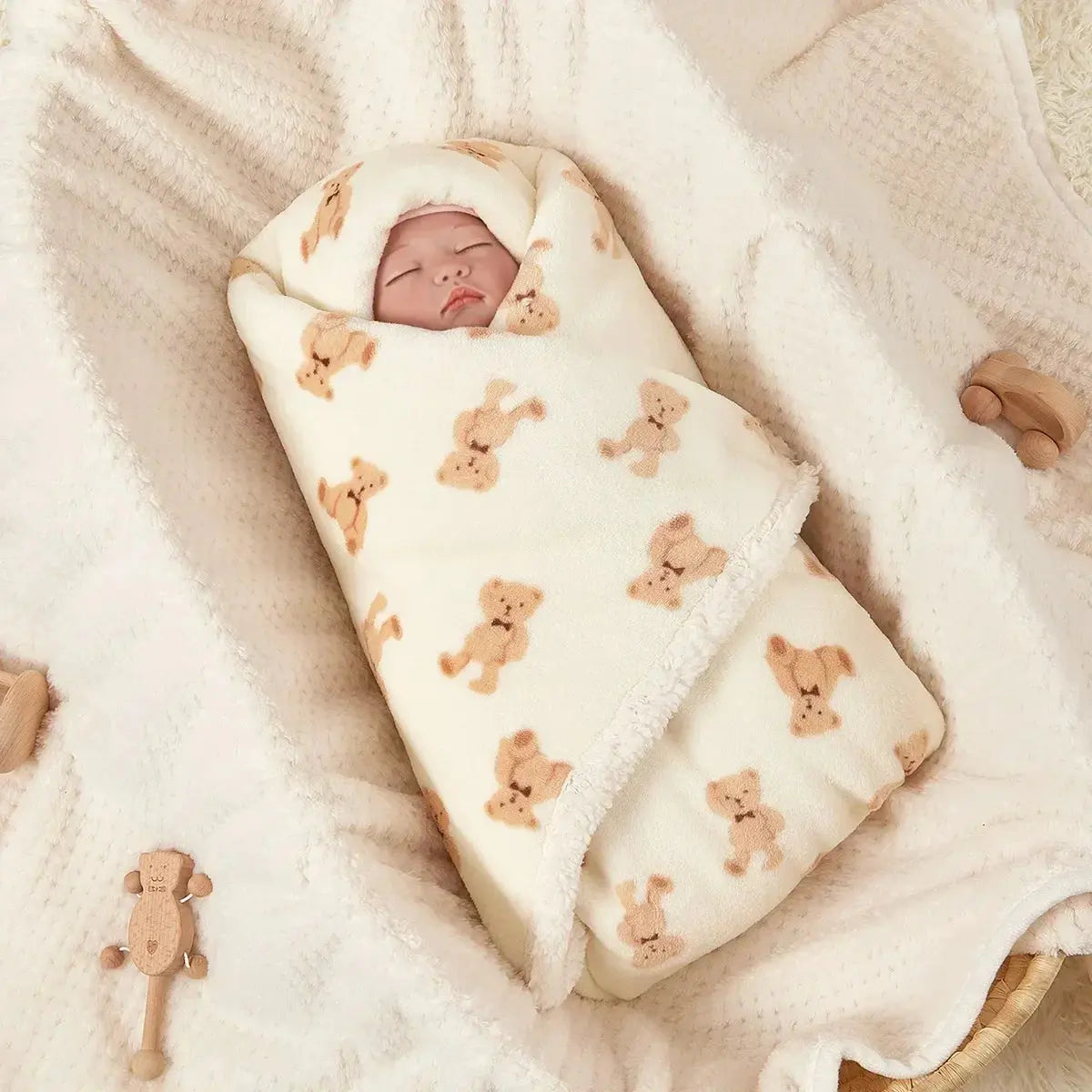 Couverture de Naissance pour Bébé en flanelle beige