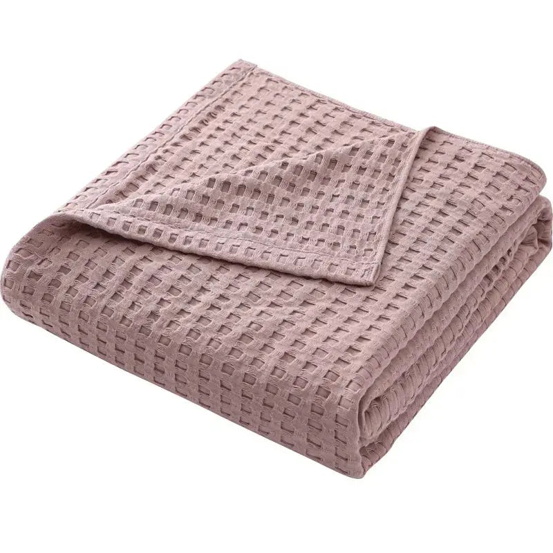 Couverture de lit en coton à carreaux gaufrés d'été rose