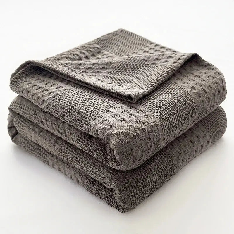 Couverture en Coton Gaufrée gris foncé