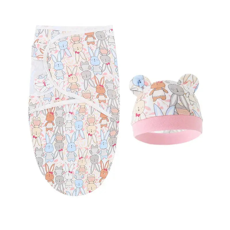 Couvertures et bonnets pour bébé en coton lapin rose