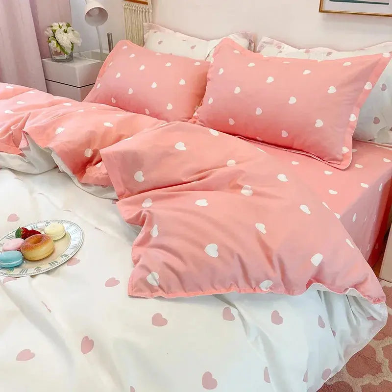 Housse de couette en plumes rose