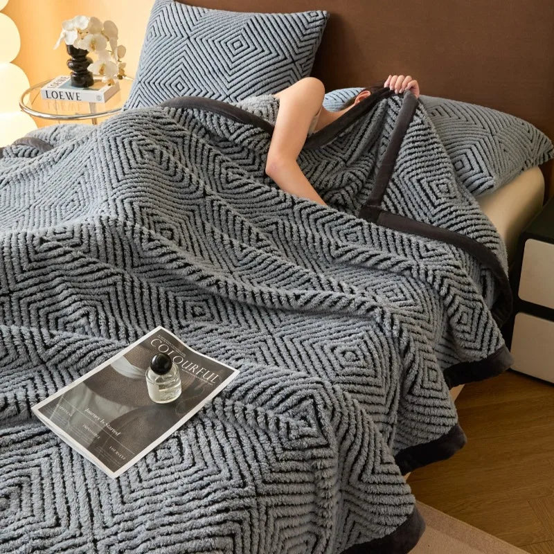 Couverture en laine polaire de luxe Jacquard Couvertures Cosy